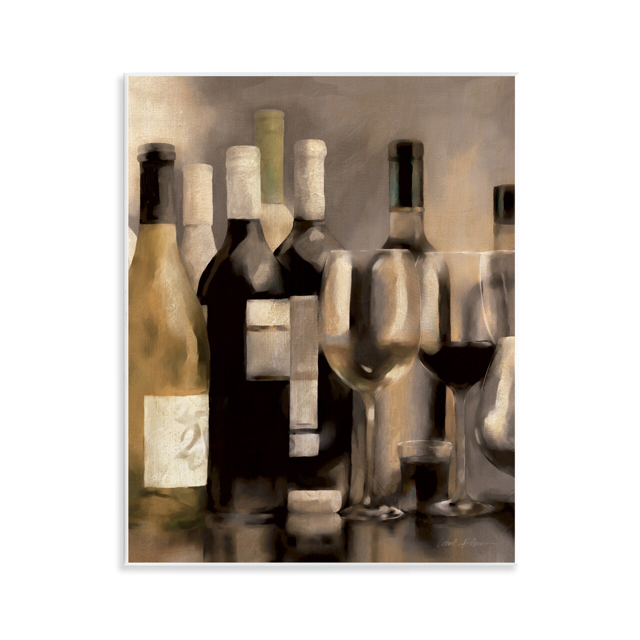 Stupell Industries Wine Bottles on Bar Wall Plaque Art Design by Carol Robinson